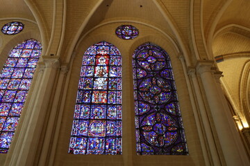 La cathédrale Notre Dame de Chartres, cathédrale de style gothique, ville de Chartres,...