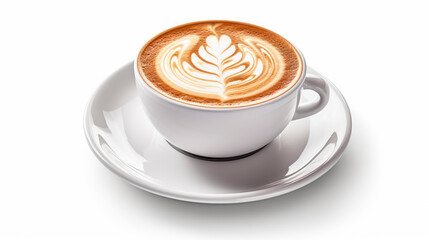 Coffee mug wit cappucino isolated on white, AI Generated