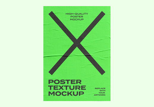 Poster Mockup Texture Art Template Branding Identity Blank Paper Glued Wall Urban