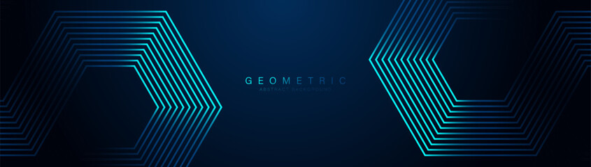 Dark blue abstract background with glowing hexagon geometric lines. Modern shiny blue lines pattern. Futuristic technology concept