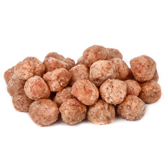 Turkey meat meatballs on a white background