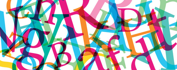 sfondo con lettere, caratteri colorati, concetto scrittura, parole