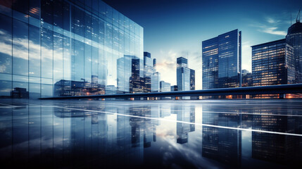 Obraz premium beautiful modern city at dawn. Generative AI.