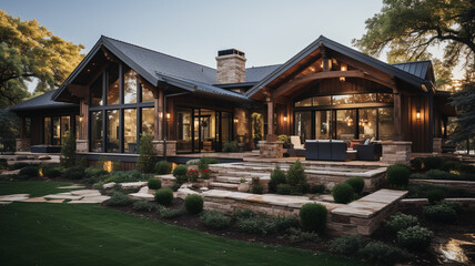 Fototapeta premium cozy house in a beautiful spring garden.generative ai