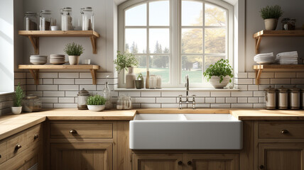 Fototapeta na wymiar modern kitchen interior design with classic style,generative ai