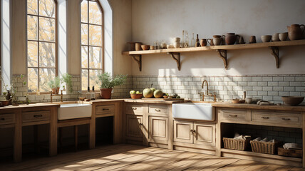 modern kitchen interior design with classic style,generative ai
