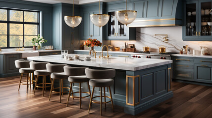 modern kitchen interior design with classic style,generative ai