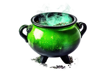 A witch cauldron isolated on white background - Generative AI