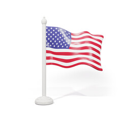Cartoon flag of the United States isolated on a white background. 3d illustration