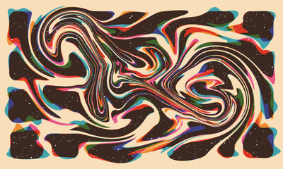 Geometric object with riso print effect. Graphic element for flyer, wallpaper, poster. Graphic element. Vintage decoration of 70s 80s, 90s. Aesthetics of the risograph. Deep space surfaces art swirl