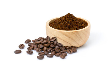 coffee beans and ground coffee