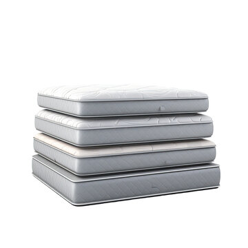 Stacked mattresses on transparent backround for peaceful sleep and pleasant dreams.