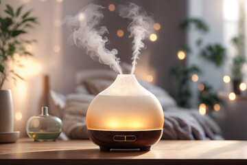 Aroma lamp on table in room, ai generative