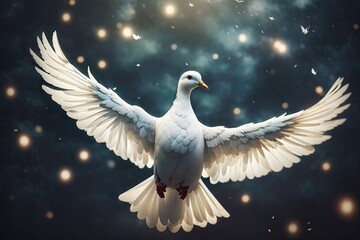 Fototapeta premium white dove symbol of freedom in the sky