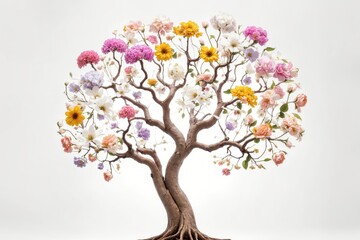 tree with colorfull flowers on it background