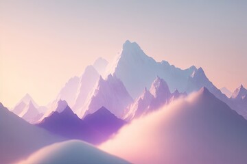 Mountains and sky pastel colored gradient layered multicolored mountain ridges - obrazy, fototapety, plakaty