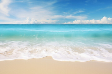 Fototapeta na wymiar Beautiful seascape with sand and blue sky. Nature background.