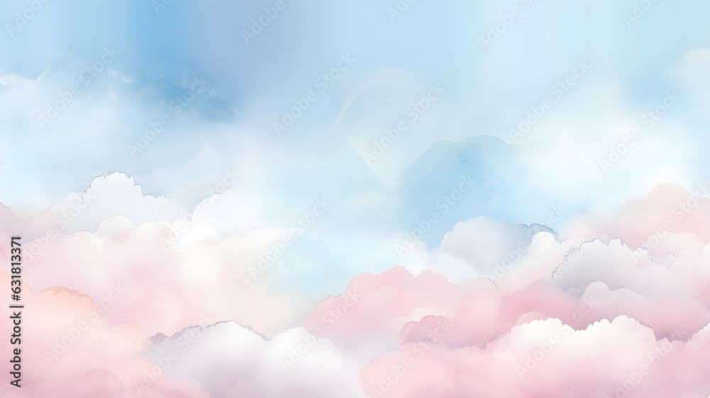 Poster Generative AI : Vector illustration of fantasy sky background and pastel color.