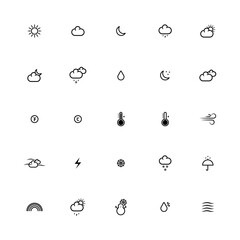 Outline earth weather icons set .