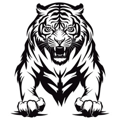 Angry Tiger Attacking Vector Illustration