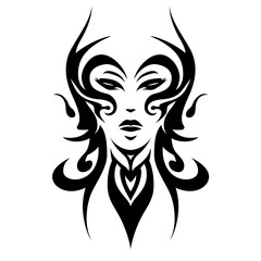 Tribal medusa face tattoo vector illustration medusa head black and white silhouette vector image
