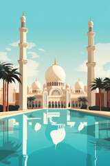 Illustration of the beautiful city of Abu Dhabi. United Arab Emirates