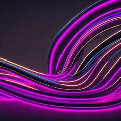 3d render abstrack minimal neon backround pink blue neon lines going up