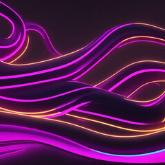 3d render abstrack minimal neon backround pink blue neon lines going up