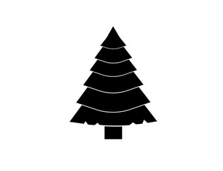 Flat black Christmas tree icon on white background. New year, celebration, holidays, christmas.