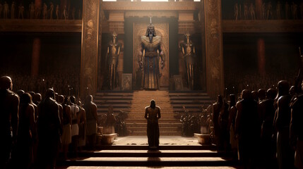 Anunnaki Nephilim Giant God worshipped by ancient people in a Sumerian temple. - obrazy, fototapety, plakaty