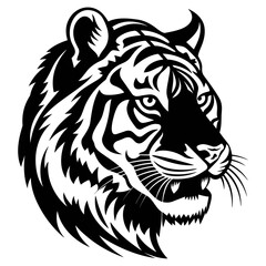 Illustration of tiger tattoo, for vector version, Black White Vector Illustration