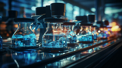 Fototapeta na wymiar laboratory glassware with test tubes in laboratory.generative ai