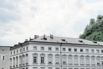 Fototapeta na wymiar Architectural structure with a white facade in Salzburg, Austria