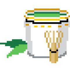 Green tea cartoon icon in pixel style