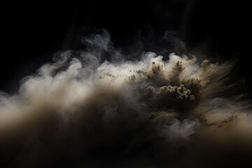 Clouds Of Dust With Grains On A Black Background Created With The Help Of Artificial Intelligence