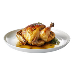 Chicken cooked and alone, white background, transparent image