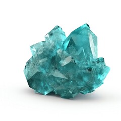 Apatite crystal with shadow on white background
