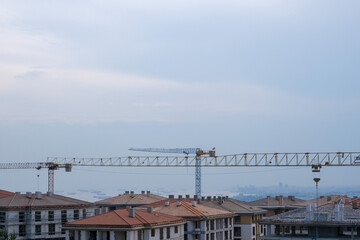 Building construction site with cranes in İstanbul