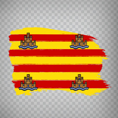 Flag of  Ibiza brush strokes. Flag Ibiza of the Balearic Islands on transparent background for your web site design,  app, UI. Kingdom of Spain. Stock vector.  EPS10.