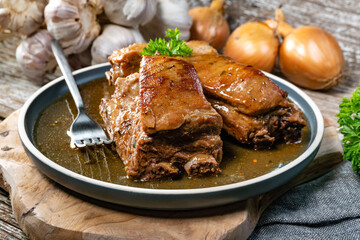 Braised pork ribs.