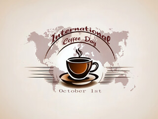 International coffee day card design October 1st , coffee mug