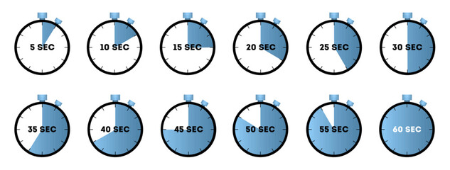 Horizontal set of analog clock icon