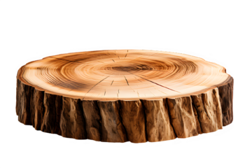 wooden log display isolated on transparent background ,wood product stand cut out ,generative ai