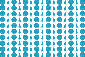 Falling raindrops water vector seamless pattern, blue color repeat endless background, drop.