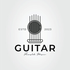 string guitar acoustic or electric bass logo vector illustration design