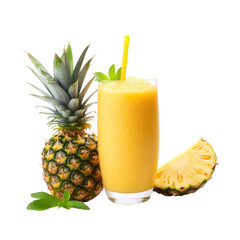 Smoothie with fresh pineapple slices