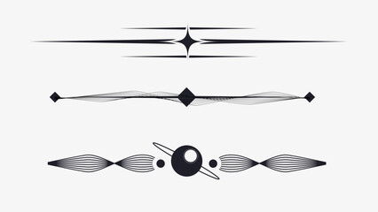 Futuristic Style Flat Black Dividers Set, Acid Art  Illustration © marisamanee