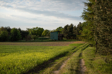 Fields with buildings