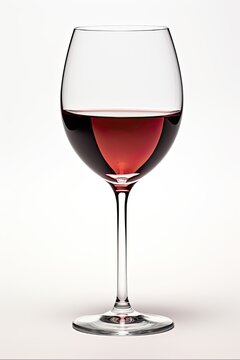 Isolated Wine Glass - Red Cabernet in Crystal Glass on a Clean White Background for Celebration and Elegance: Generative AI