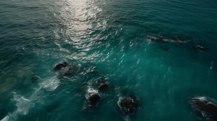 Naklejka premium Serene Seascape: Calm Ocean in the Style of Narrative-driven Visuals, Generative A